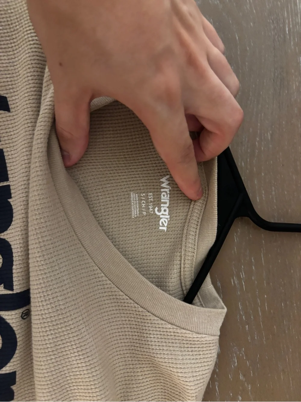 Wrangler Beige Crewneck with Navy and Brown Western Graphic